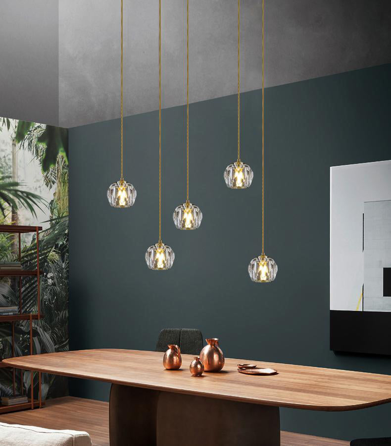 Kopergoudhangende lamp in moderne artistieke stijl kristallen geometrische hanglamp voor eetkamer