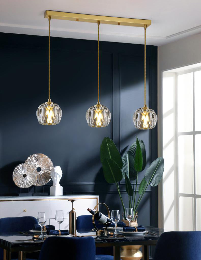 Kopergoudhangende lamp in moderne artistieke stijl kristallen geometrische hanglamp voor eetkamer