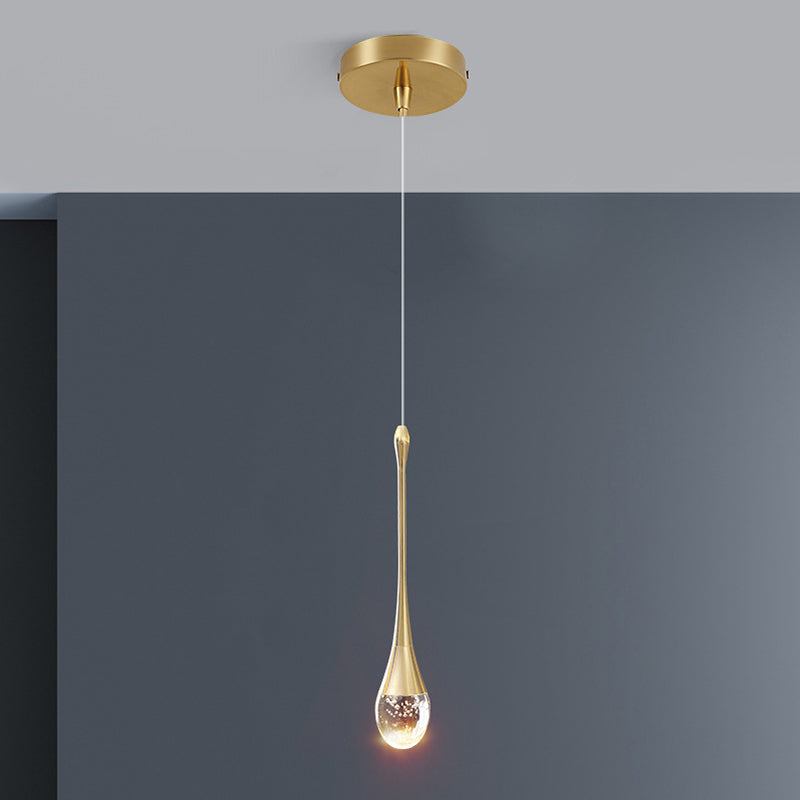 Luce a ciondolo a led lacrima oro in moderna luce in alluminio in alluminio in alluminio con tonalità di cristallo