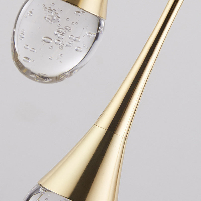 Luce a ciondolo a led lacrima oro in moderna luce in alluminio in alluminio in alluminio con tonalità di cristallo