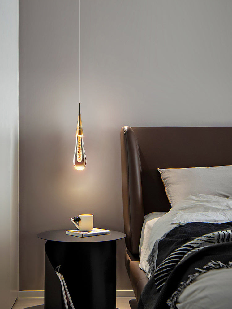 Luce a ciondolo a led lacrima oro in moderna luce in alluminio in alluminio in alluminio con tonalità di cristallo