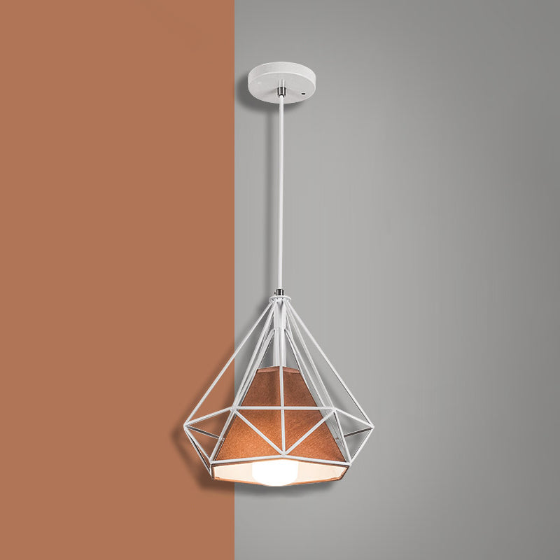 1 Light Diamond Pendant Industrial Metal Ceiling Pendant with Hanging Cord for Restaurant