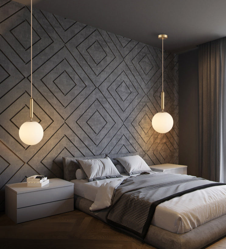 Semplicità moderna a soffitto rotondo a sospensione in vetro di latte appeso per soggiorno