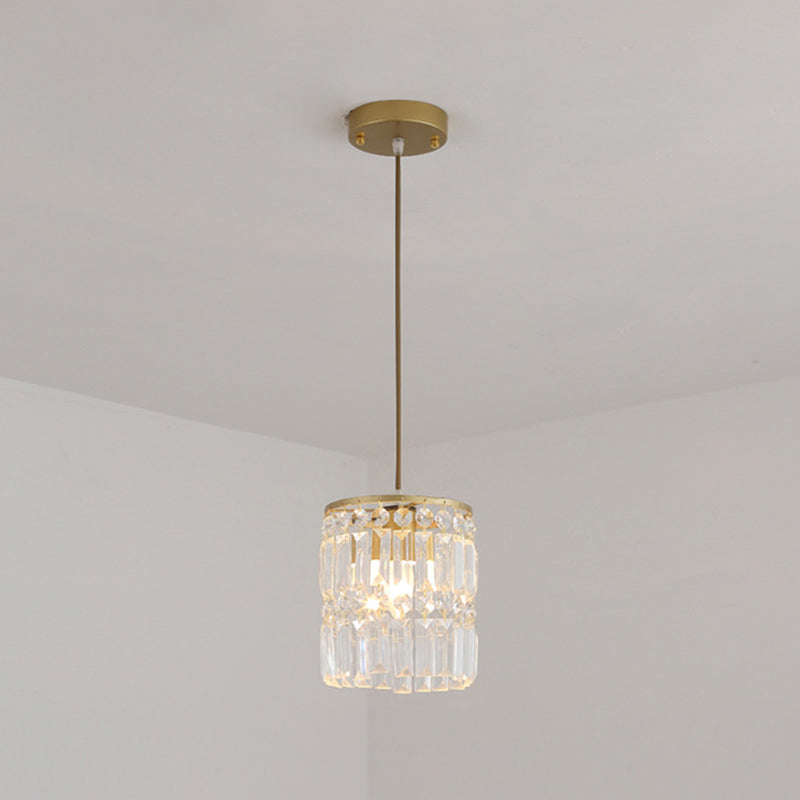 Crystal LED hanglamp in moderne luxe stijl smeedijzeren cilindrische hangende lamp voor eetkamer