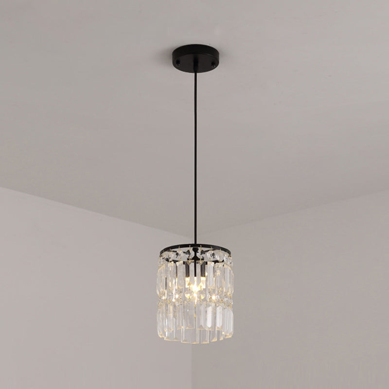 Crystal LED hanglamp in moderne luxe stijl smeedijzeren cilindrische hangende lamp voor eetkamer