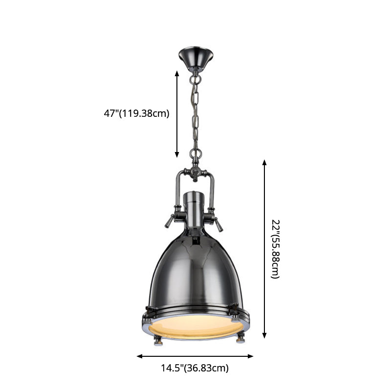 1 Light Dome Costil Pendiente de estilo industrial de metal Accesorios para el restaurante para restaurante