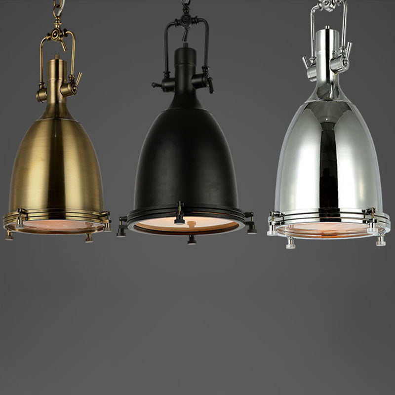 1 Light Dome Costil Pendiente de estilo industrial de metal Accesorios para el restaurante para restaurante