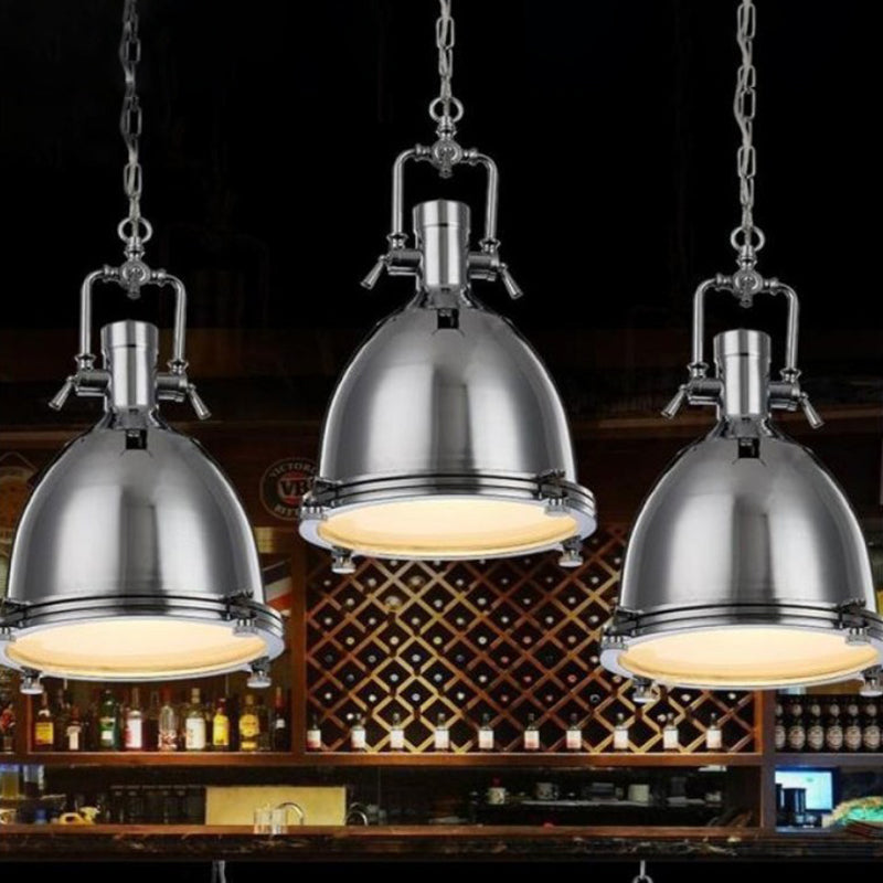 1 Light Dome Costil Pendiente de estilo industrial de metal Accesorios para el restaurante para restaurante