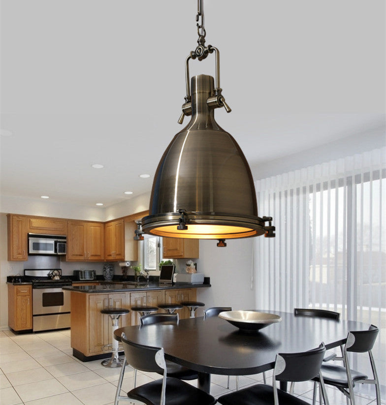 1 Light Dome Costil Pendiente de estilo industrial de metal Accesorios para el restaurante para restaurante