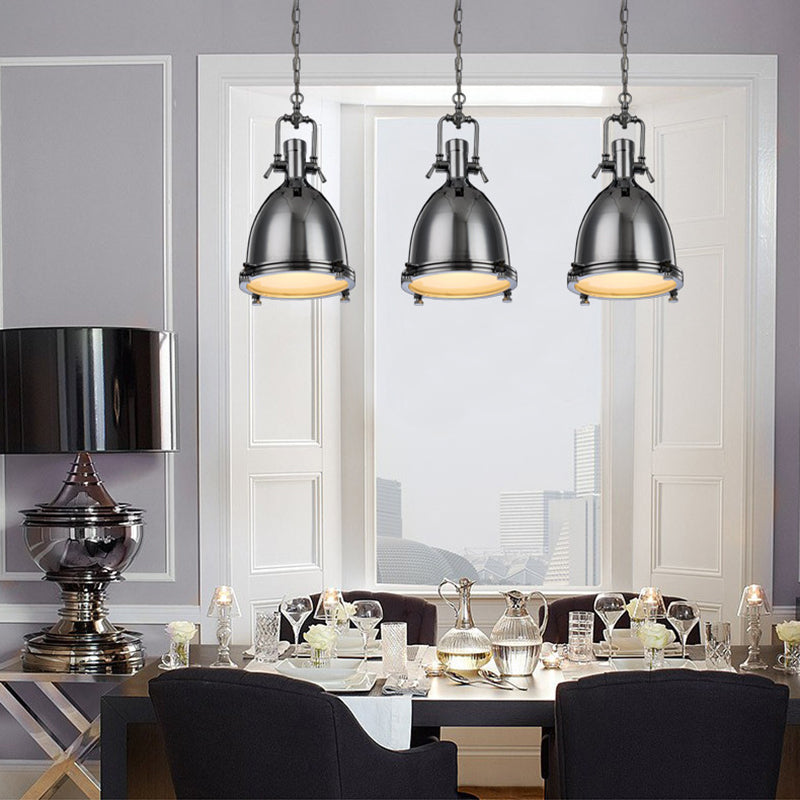 1 Light Dome Costil Pendiente de estilo industrial de metal Accesorios para el restaurante para restaurante
