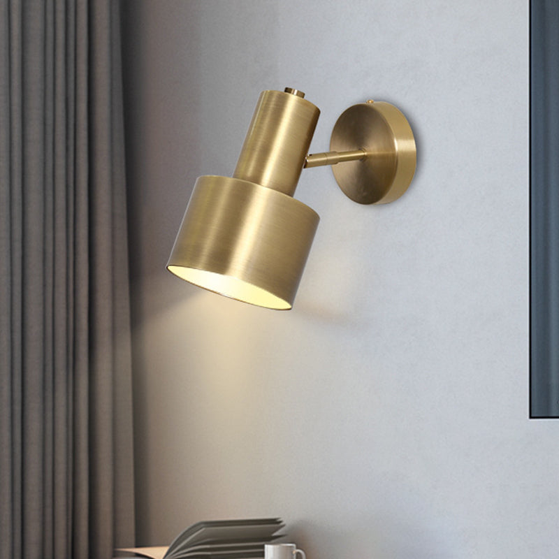 Cylinder Bathroom Wall Light Fixture Metal Modern Style Wall Light Sconce in Gold