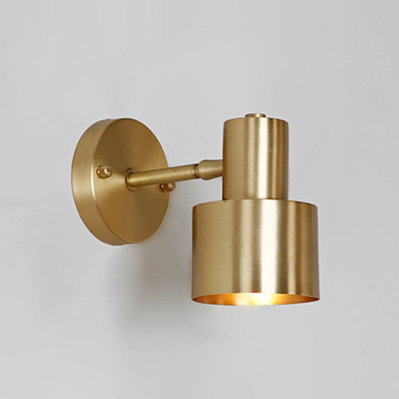 Cylinder Bathroom Wall Light Fixture Metal Modern Style Wall Light Sconce in Gold