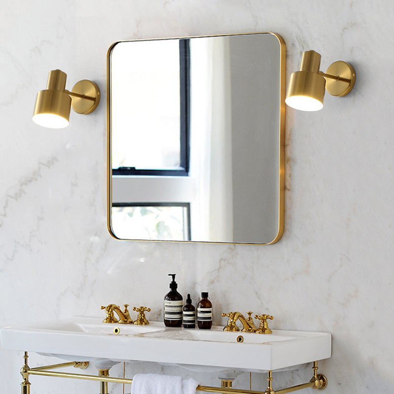 Cylinder Bathroom Wall Light Fixture Metal Modern Style Wall Light Sconce in Gold