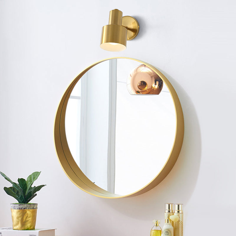 Cylinder Bathroom Wall Light Fixture Metal Modern Style Wall Light Sconce in Gold