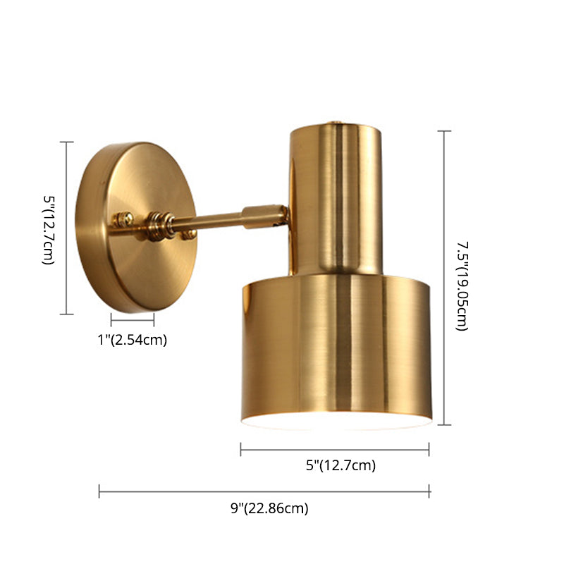 Cylinder Bathroom Wall Light Fixture Metal Modern Style Wall Light Sconce in Gold