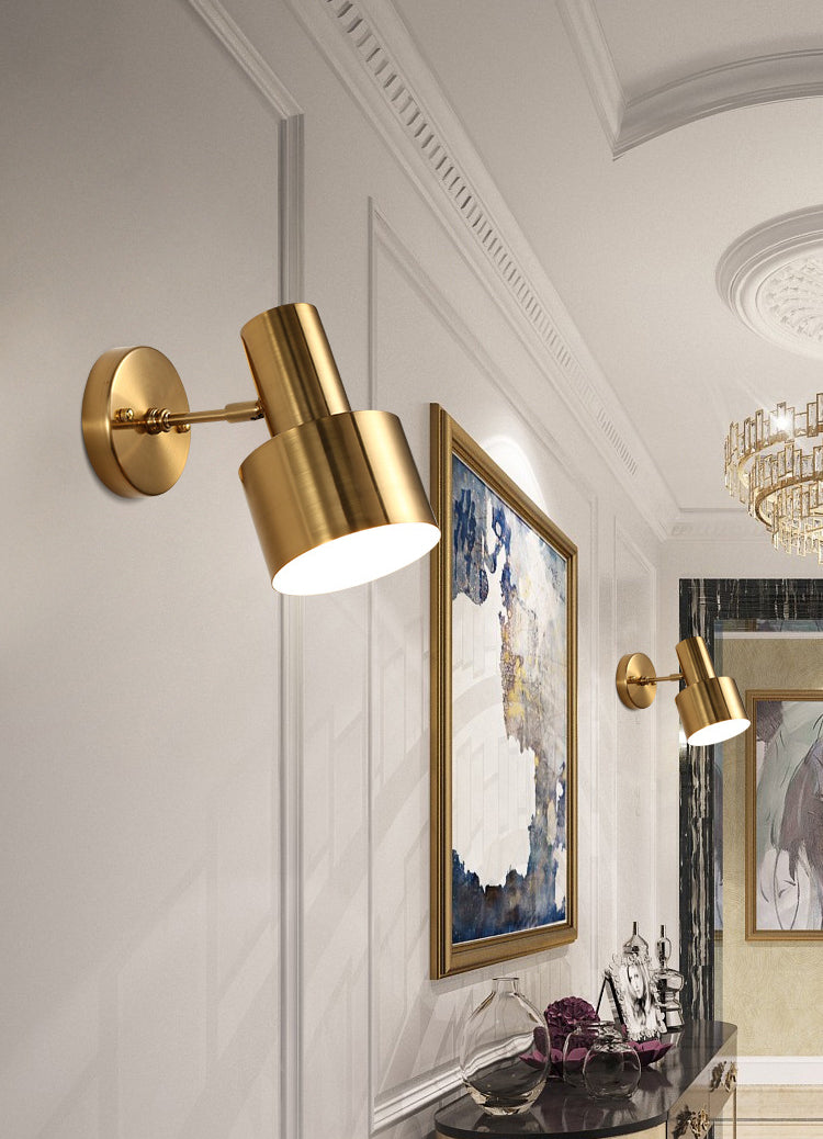 Cylinder Bathroom Wall Light Fixture Metal Modern Style Wall Light Sconce in Gold
