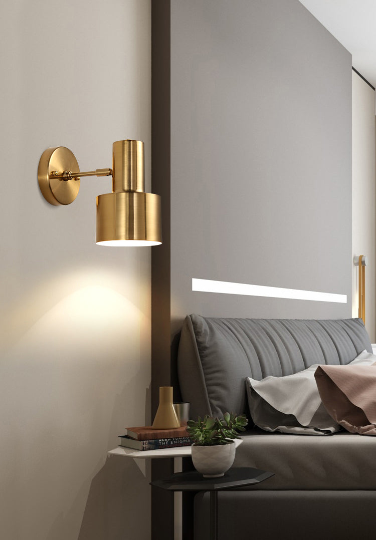 Cylinder Bathroom Wall Light Fixture Metal Modern Style Wall Light Sconce in Gold