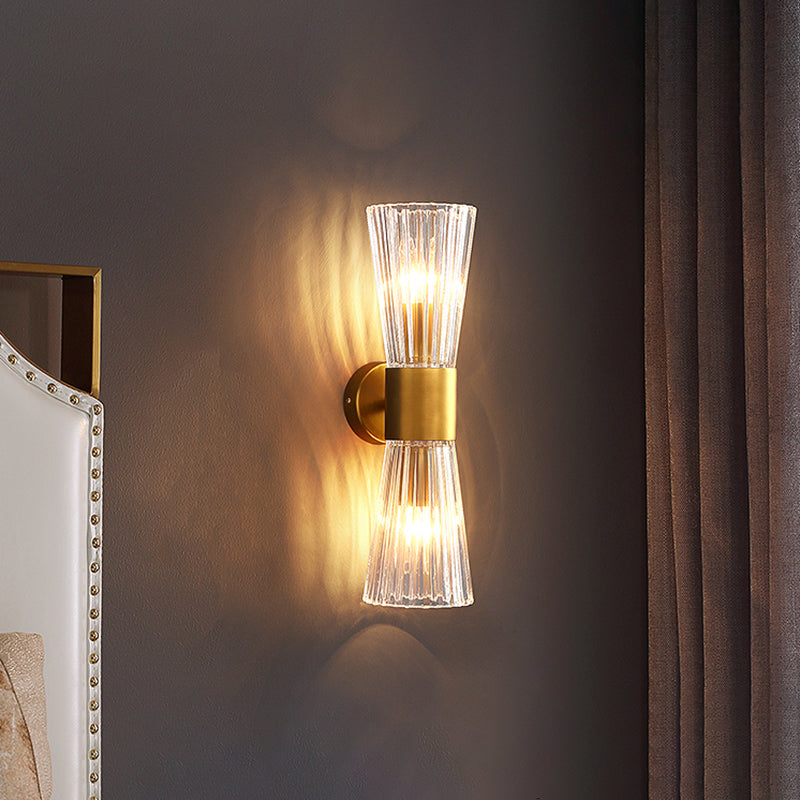 Stile moderno Style geometrico Sconcetto lampada con foglie di cristallo per la parete della camera da letto in oro