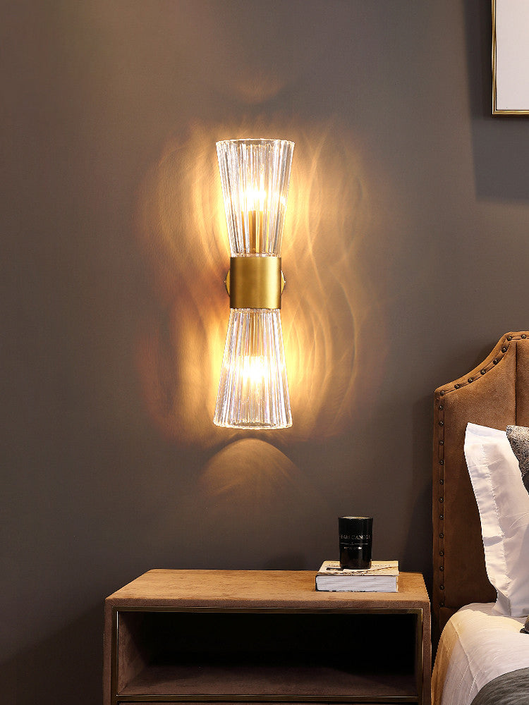 Stile moderno Style geometrico Sconcetto lampada con foglie di cristallo per la parete della camera da letto in oro
