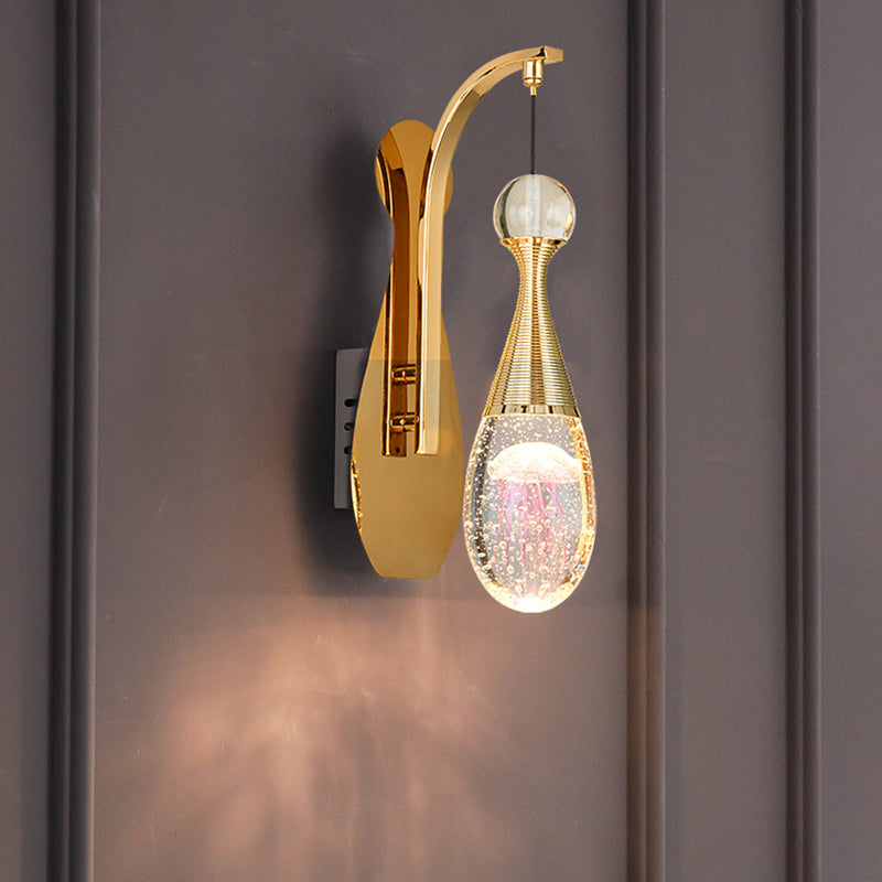 Nordic Style LED Sconce Light Fixture Teardrop Wall Lighting Fixture with Crystal Shade
