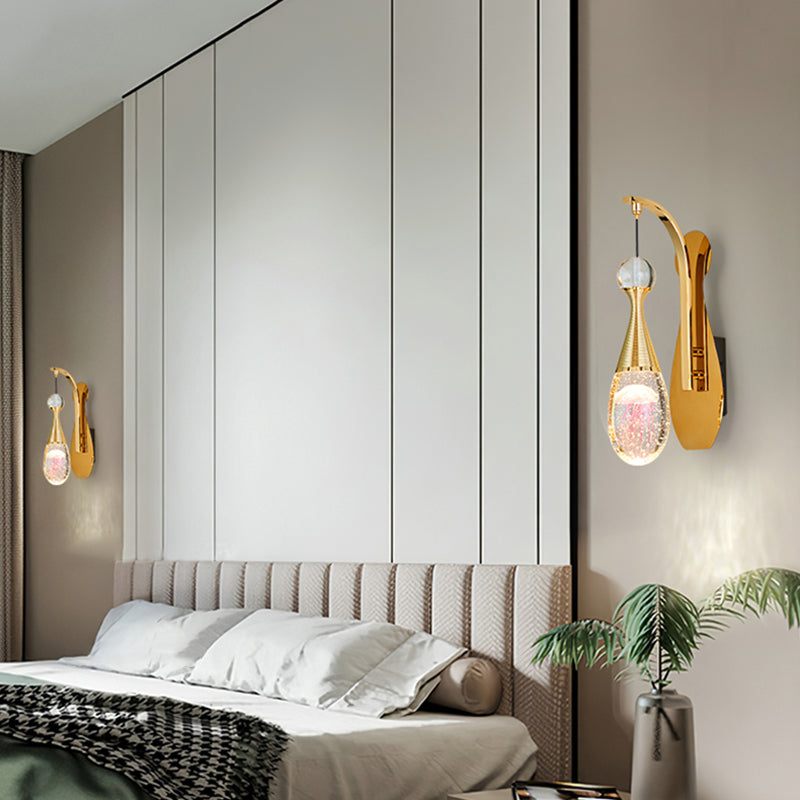 Nordic Style LED Sconce Light Fixture Teardrop Wall Lighting Fixture with Crystal Shade