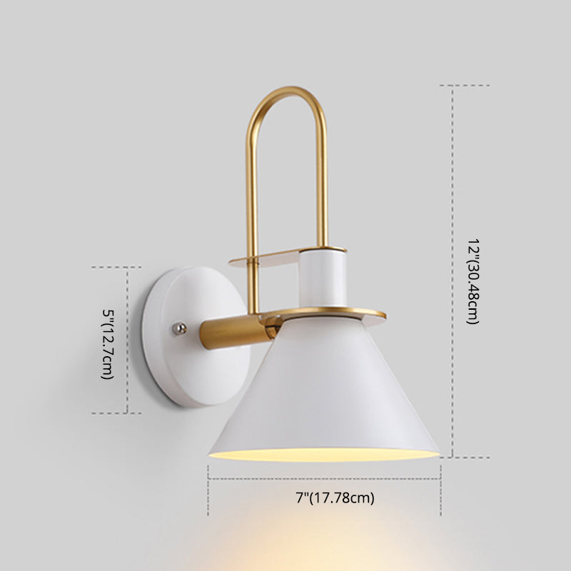 Nordic-Style Conical Wall Lighting Fixture Metal Bedroom Wall Mount Light Fixture