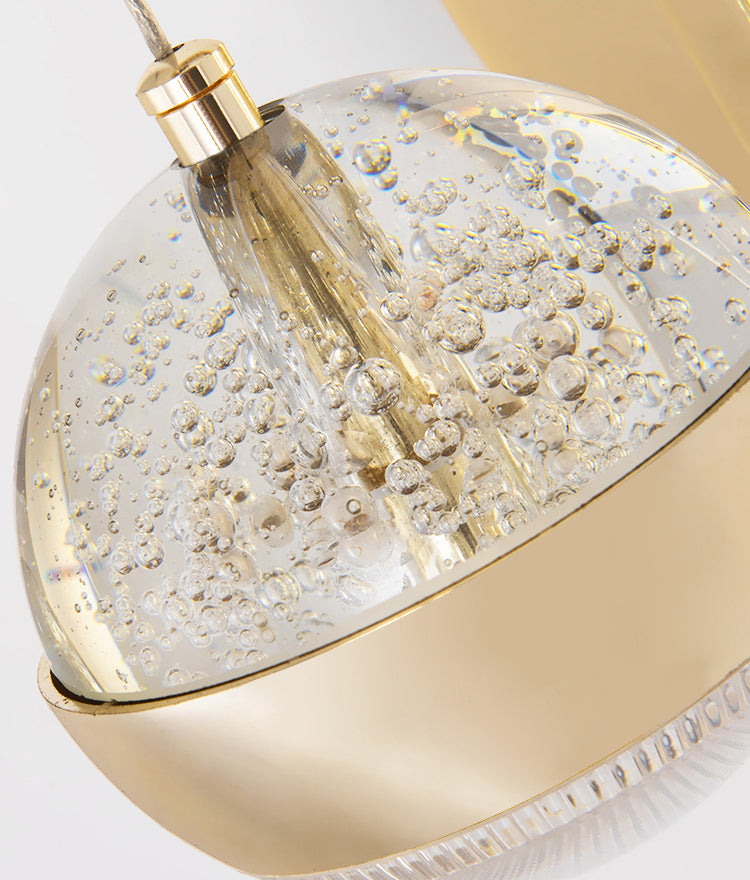 Bedroom Sconce Light Fixture Modern Style Gold LED Wall Lighting Fixture with Round Crystal Shade