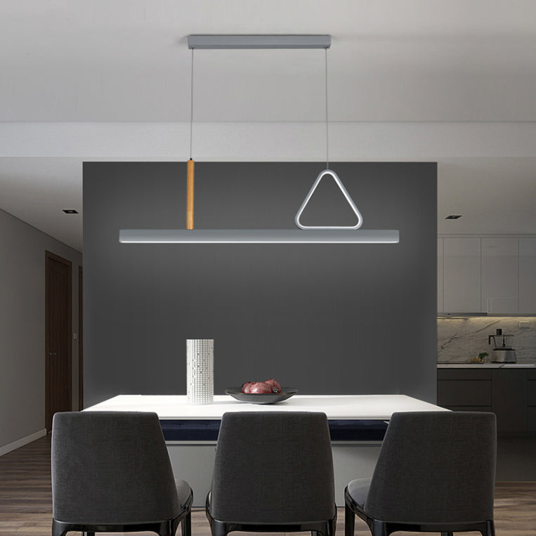 Sala de estar nueva iluminación moderna de isla LED lineal de metal lineal en gris