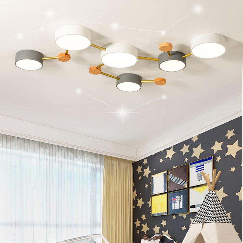 New Modern Sputnik Flush Mount Ceiling Light Metal Bedroom Flush Light in Grey