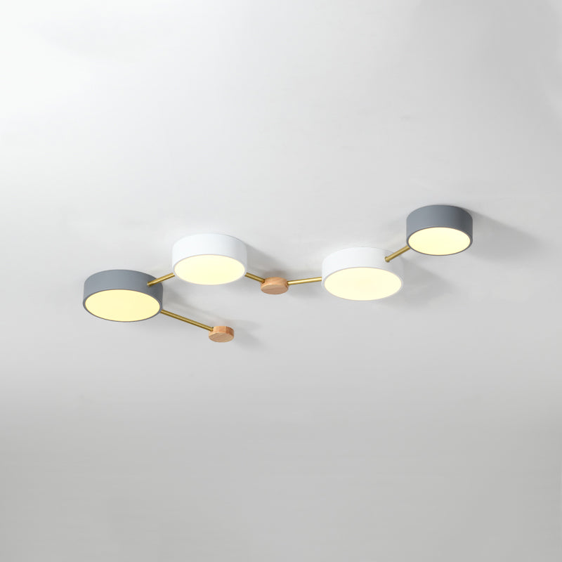 New Modern Sputnik Flush Mount Ceiling Light Metal Bedroom Flush Light in Grey