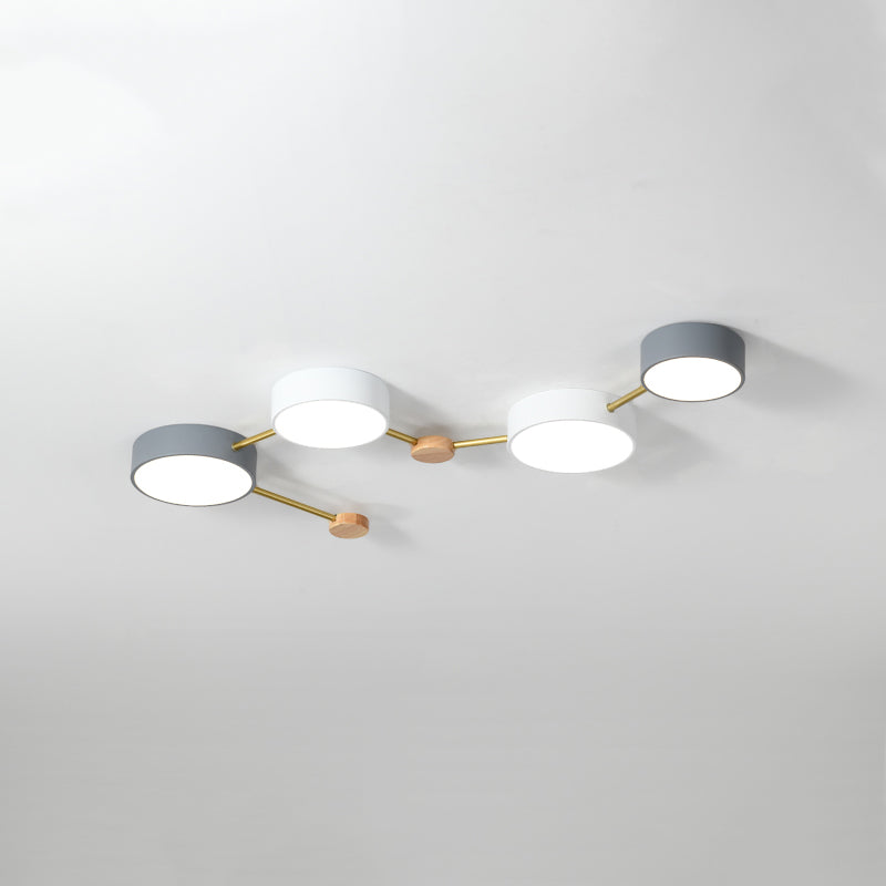New Modern Sputnik Flush Mount Ceiling Light Metal Bedroom Flush Light in Grey