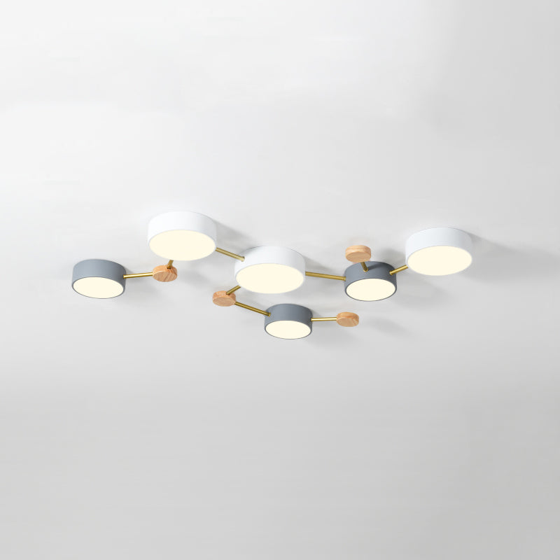 New Modern Sputnik Flush Mount Ceiling Light Metal Bedroom Flush Light in Grey