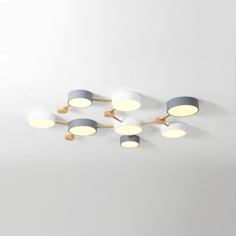New Modern Sputnik Flush Mount Ceiling Light Metal Bedroom Flush Light in Grey