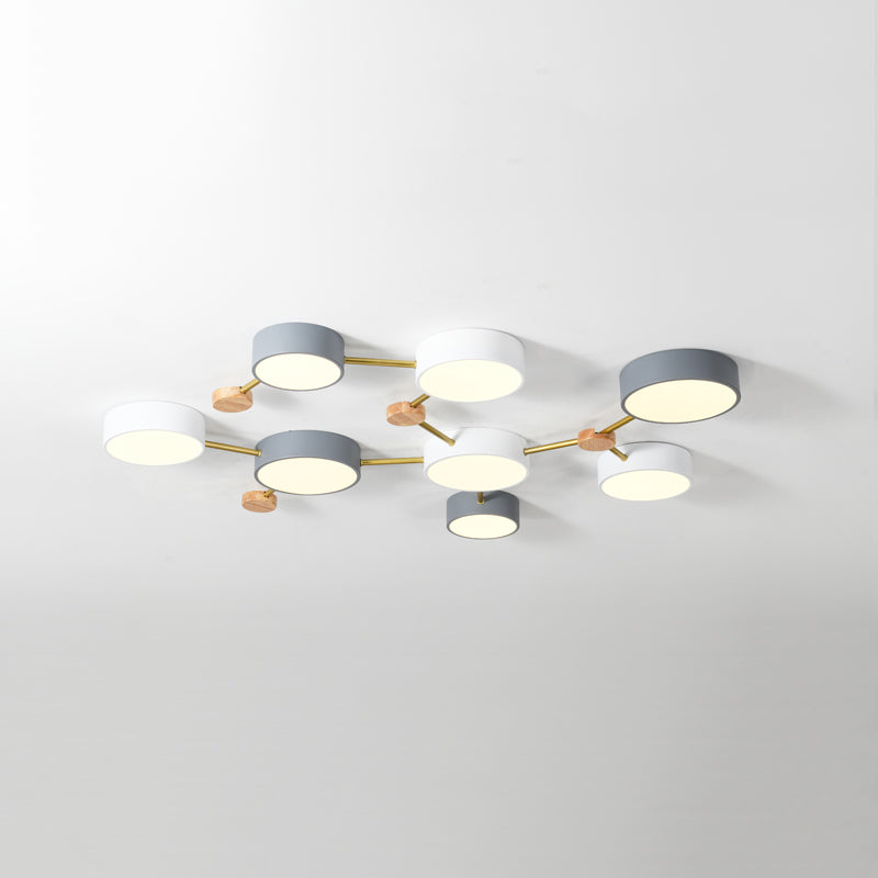 New Modern Sputnik Flush Mount Ceiling Light Metal Bedroom Flush Light in Grey