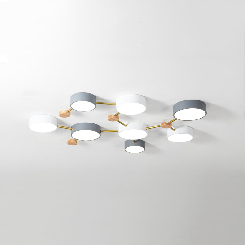 New Modern Sputnik Flush Mount Ceiling Light Metal Bedroom Flush Light in Grey