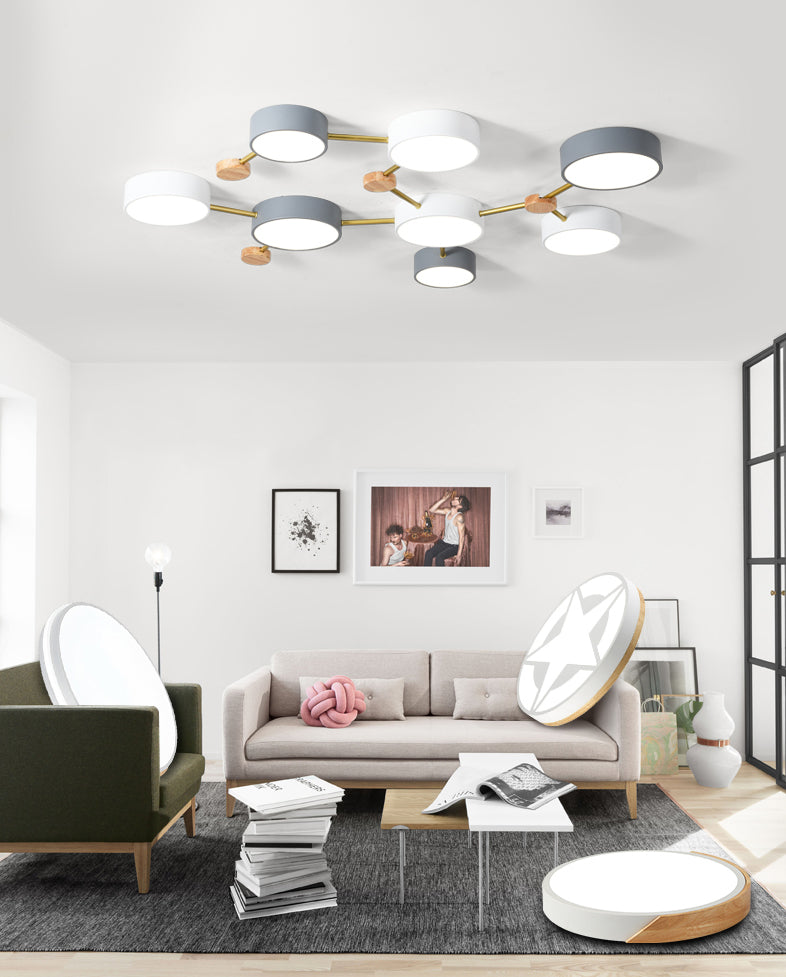 New Modern Sputnik Flush Mount Ceiling Light Metal Bedroom Flush Light in Grey