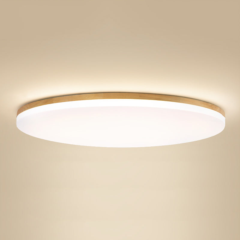 Minimalist LED Flush Mount Circle Light Wood Flush Mount Ceiling Light for Bedroom