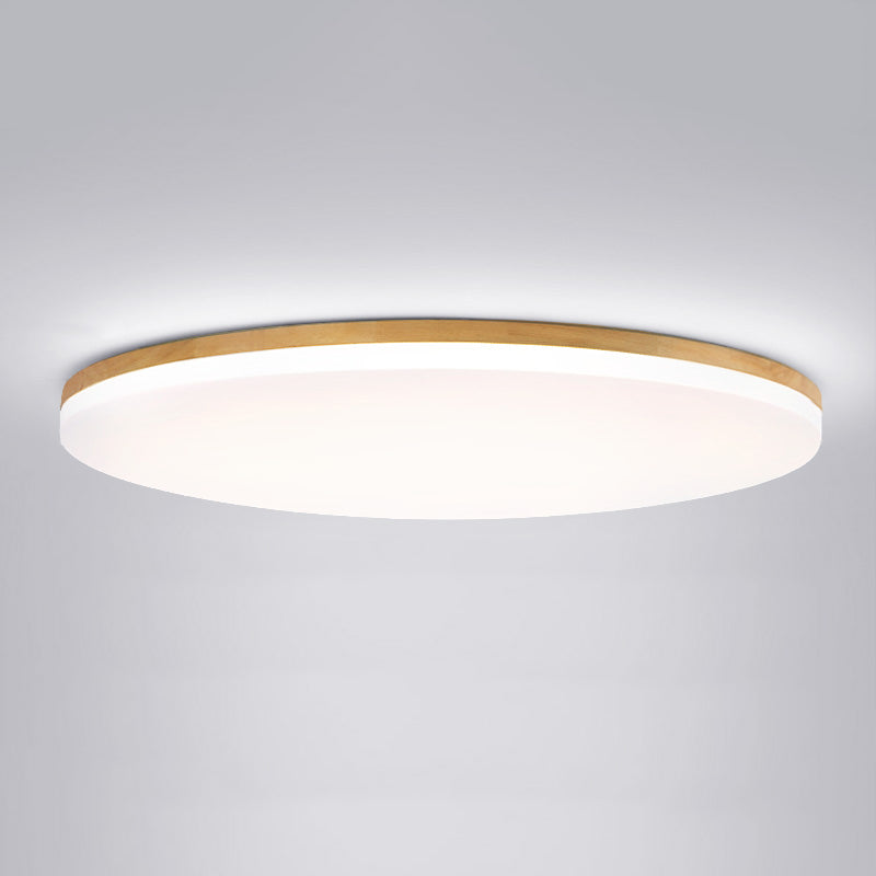 Minimalist LED Flush Mount Circle Light Wood Flush Mount Ceiling Light for Bedroom
