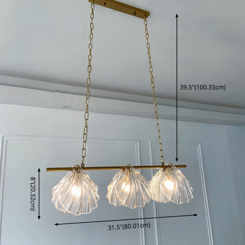 New Modern Fluted Glass Chandelier Lamp Linear Island Pendant for Dining Room