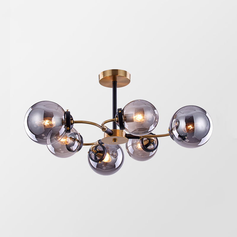 Sfera minimalista semi -filo bianco/fumo vetro grigio 4/6/8 luci soggiorno lampada a soffitto