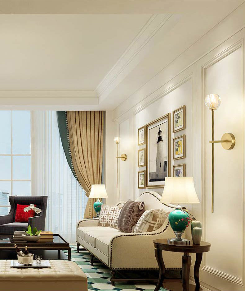 Modern Style Wall Lighting Fixture Gold Shaded Wall Mounted Light with Crystal Shade