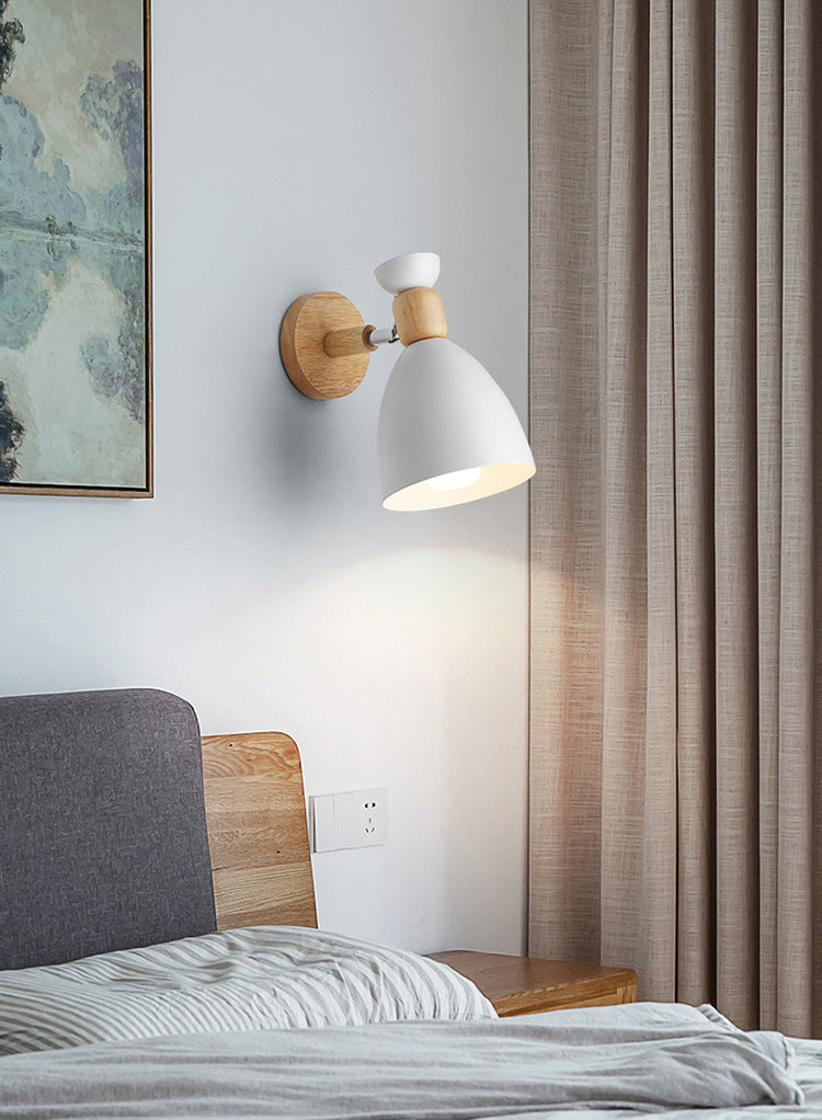 Luz de la plataforma de dormitorio Luz de montaje de pared de estilo nórdico con sombra de metal cónico