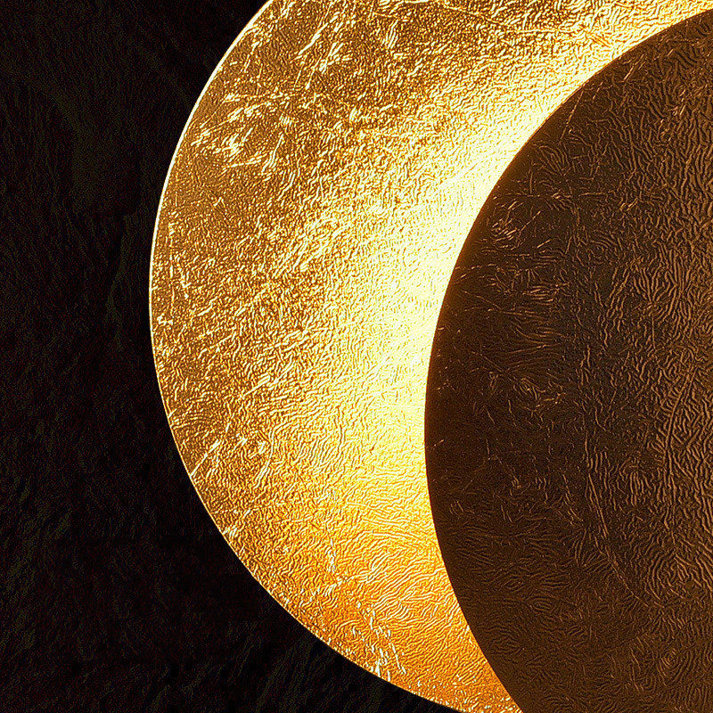 Metal LED Rotatable Wall Sconce in Modern Creative Style Gold Foil Circular Wall Lamp for Bedroom