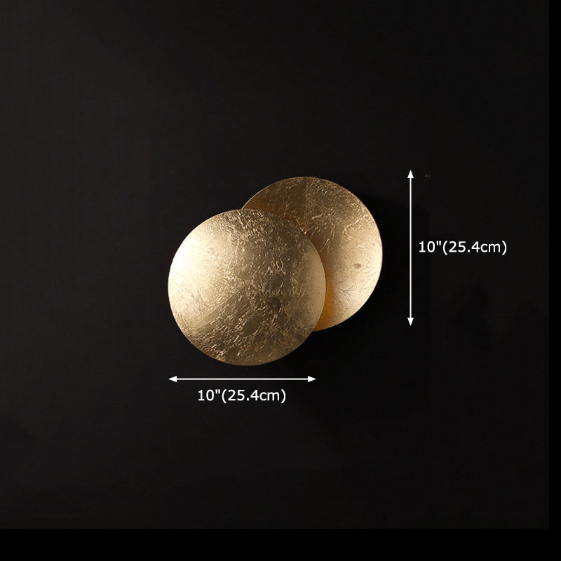 Metal LED Rotatable Wall Sconce in Modern Creative Style Gold Foil Circular Wall Lamp for Bedroom