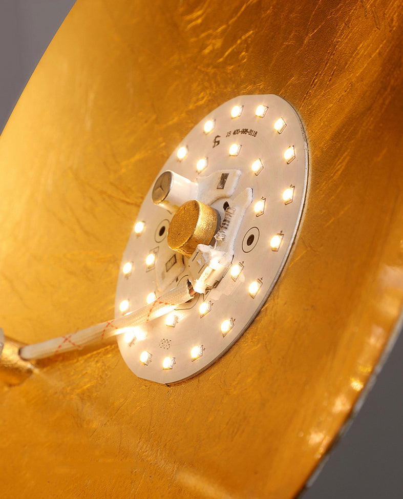 Metal LED Rotatable Wall Sconce in Modern Creative Style Gold Foil Circular Wall Lamp for Bedroom