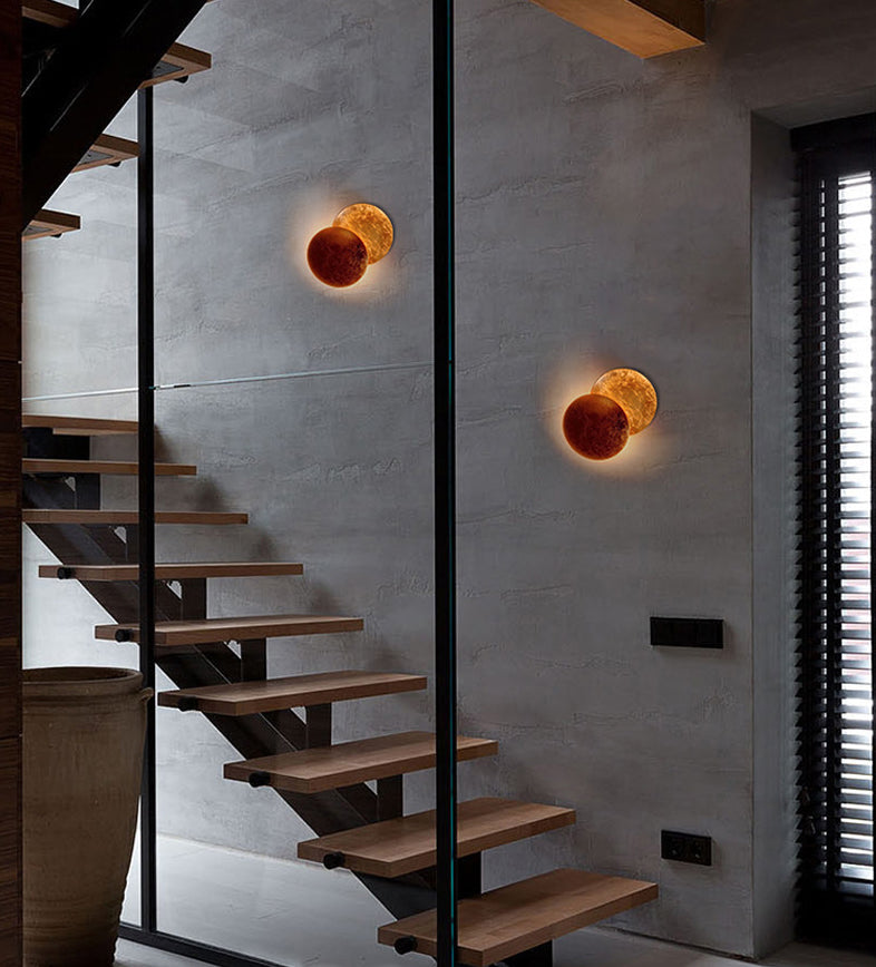 Metal LED Rotatable Wall Sconce in Modern Creative Style Gold Foil Circular Wall Lamp for Bedroom