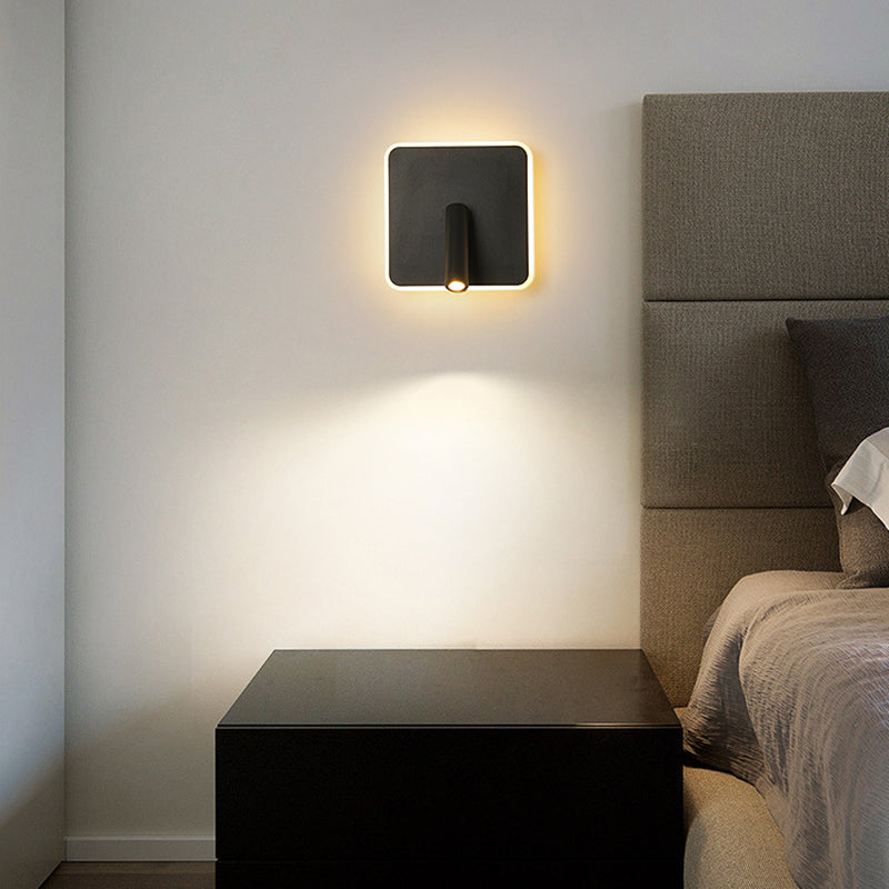 Aluminium Geometric LED Wall Lamp in Modern Concise Style Wrought Iron Reading Wall Sconce with Acrylic Shade