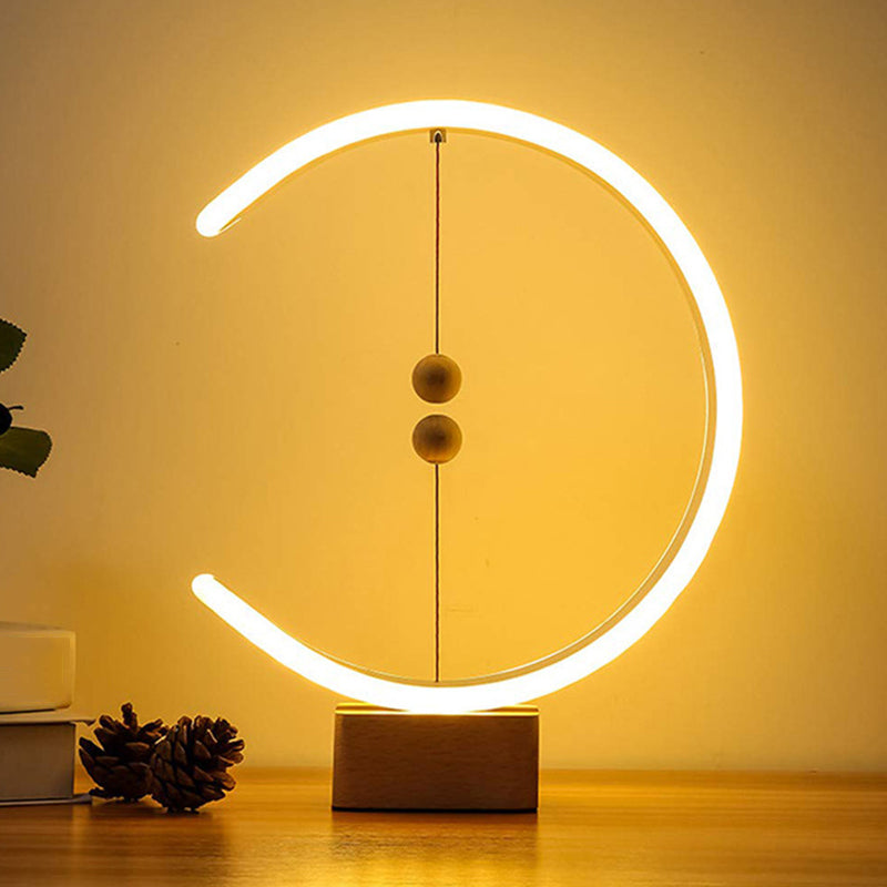 Lampada da notte a forma di C bianca Lampada da tavolo a LED in metallo minimalista con interruttore magnetico a sfera