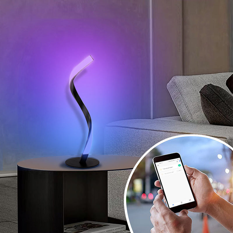 Ribbon Shaped Bedside Night Lamp Metal Decorative LED Table Light for Living Room