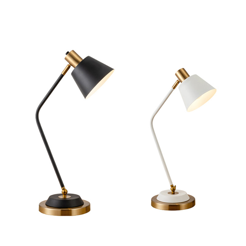Bend Arm Table Lamp Nordic Metal 1-Bulb Study Room Desk Light with Swivel Shade